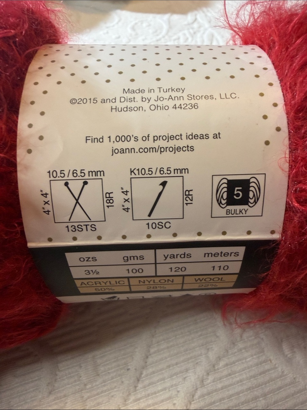 Buttercream Red Angel Hair Fuzzy Yarn for Home Accents. Sewing - Picture 3 of 4